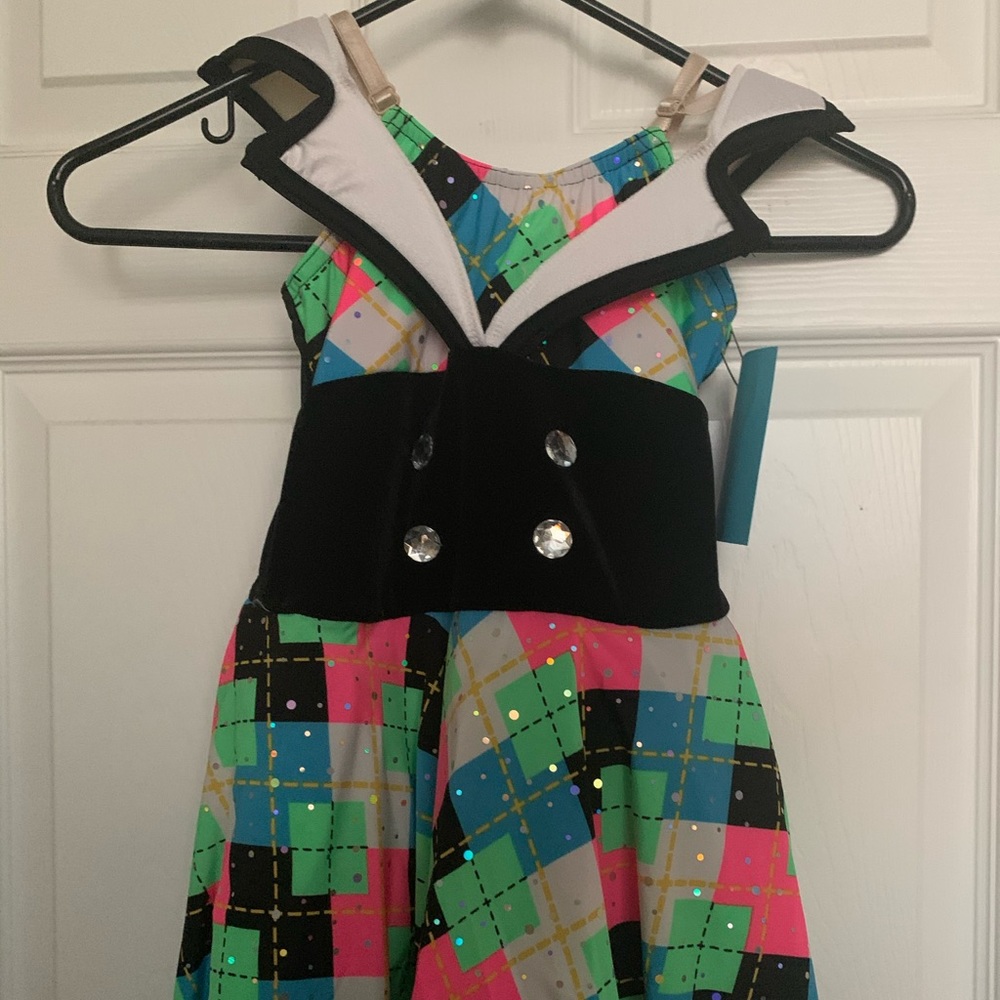 Plaid/collar child dance costume